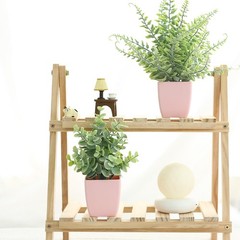 summer flower 2 Pack Small Fake Plants in Pink Pot 9.3 inches, Pink-2