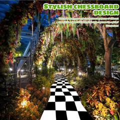 1 Pcs Wonderland Party Decoration Backdrop Rug Black and White Aisle Runner Carp