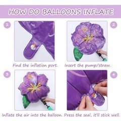 6PCS Hibiscus Flower Balloons- Aloha Balloons, Large Pink Purple Yellow Flowe…