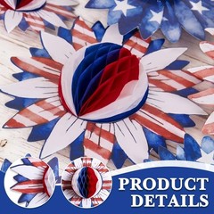 Multi-Sized Patriotic Honeycomb Ornaments for Independence Day – 9 Piece Set