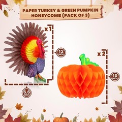 KatchOn, Paper Pumpkins and Turkey Centerpiece – Pack of 3 | Orange