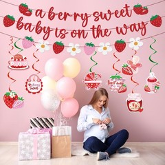 Strawberry Baby Shower Decorations – A Sweet Baby Is on the Way Banners Cute …