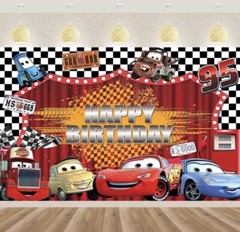 Cars Lightning McQueen Birthday Party Decorate, 5×3.5ft Happy Birthday Backdrop