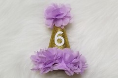 Birthday Party Hat ~ LAVENDER & GOLD ~ PRINCESS Birthday
