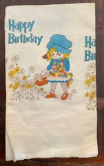 NOS Vintage 1970s Birthday Plate Cup Patchwork Girl Ragdoll Bonnet Daisy Prairie