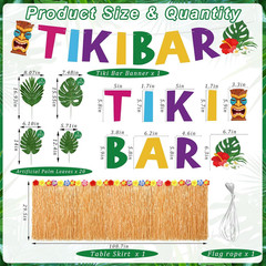 22 Pcs Tiki Bar Hut Decorations Kit with Banner 20 Tropical Palm Leaves and 108