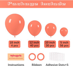 130Pcs Coral Red Balloons Different Sizes 18″ 12″ 10″ 5″ Pastel Red Latex Balloo
