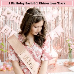 Rose Gold Birthday Party Decorations Kit 225 PC for 25 Guests – Complete Set