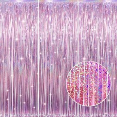 3.2 ft x 8.2 ft Metallic Tinsel Foil Fringe Curtains Party Photo Backdrop Par…