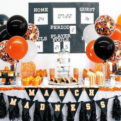 Toniful 4 Set Halloween Balloons Black Orange Confetti White Balloon Stand