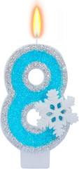 Blue Frozen Birthday Party Decorations, White Snowflake Number Candles 0-9, Kids