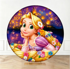 Round Backdrop Cover Princess Tangled Rapunzel Birthday Party Photo Background