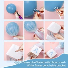 4 Set Blue Boy Baby Shower Table Centerpiece Decor 24» Tulle Tutu Balloon wi…