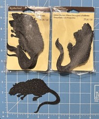 Halloween Rat Die Cuts Sparkle Black Glitter 25 Pcs