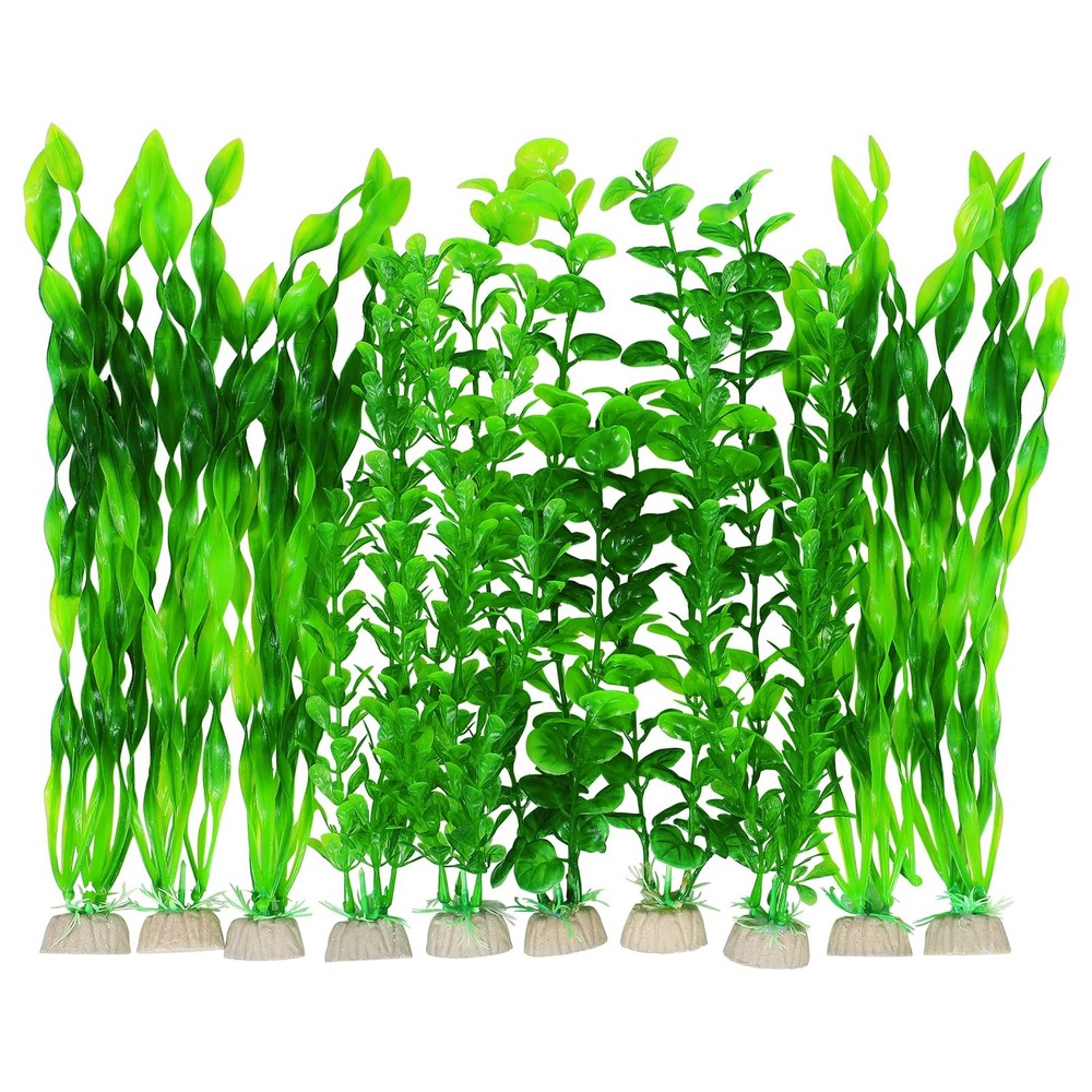 AQUANEAT Artificial Fish Tank Plants, Green 11.8 x 2.96 x inches,