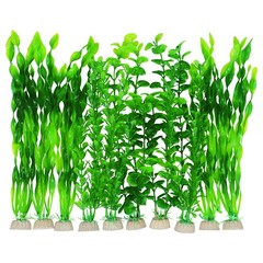 AQUANEAT Artificial Fish Tank Plants, Green 11.8 x 2.96 x inches,