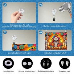 Colorful Día de los Muertos Backdrop Banner – Sugar Skulls & Flowers, 8x6ft Part