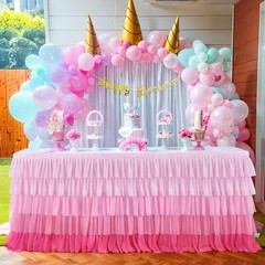 6ft Pink Tutu Tulle Table Skirt for Rectangle Round Tables Chiffon Table Clot…