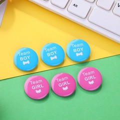 72 Pieces Gender Reveal Decorations with Silicone Wristbands and Button Pins