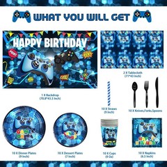 Blue Gamer Birthday Party Decorations – 218pcs for Boys, Gaming Theme, Party Sup