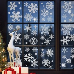 204pcs Glitter Snowflake Window Stickers, Christmas 7.9 x 11.8 inches, Silver
