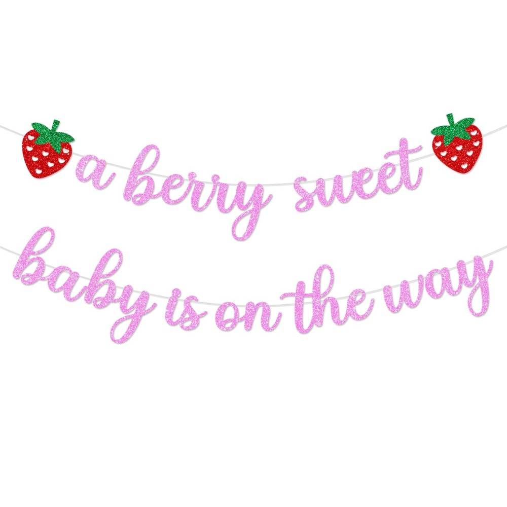 Strawberry Baby Shower Decorations a Berry 5 inches x 10 inches, Pink-01