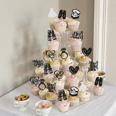 30Pcs She Said Yes Cupcake Toppers Glitter Diamond Ring I Do Love Cupcake Picks