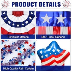 Patriotic Golf Cart Decorations Kit for 4th of July Parade Party