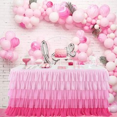 6ft Pink Tutu Tulle Table Skirt for Rectangle Round Tables Chiffon Table Clot…