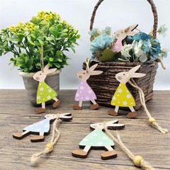 6 Pieces Easter Bunny Hanging Decorations with Rope for Home Indoor Hotel