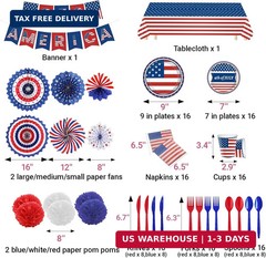 125PCS Patriotic Decorations Party Supplies 4th of July America 250 Independence