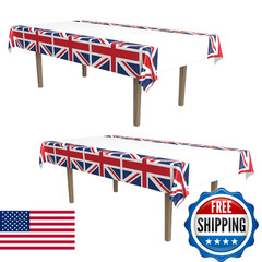 Beistle 2-Pack Union Jack Rectangular Plastic Tablecovers, Royal English Party D