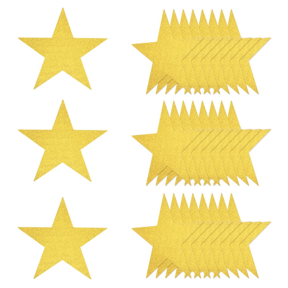 25 Pcs 11 Inch Double Printed Glitter Star Cutouts, Yellow