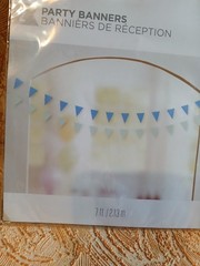 * 2 Papyrus Party Banners Blue & Green Triangles With White Shimmer Ribbon NIP