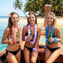 60PCS Hawaiian Luau Party Decorations Set – Tropical Flower Leis, Necklaces, Bra