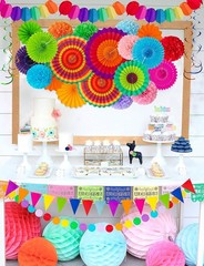Complete 35PC Fiesta Paper Fan & Pom Pom Set – Decorations for Every Celebration