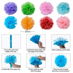 33 PCS Fiesta Party Decorations Mexican Hanging Paper Fans Rainbow Pom Poms