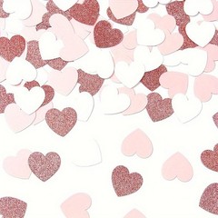 200 PCS Rose Gold Pink White Heart Confetti Paper Valentine’s Day Engagement