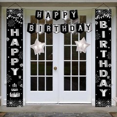 Silver and Black Birthday Decorations for Men Women Boys Girls 80 PCS White Blac