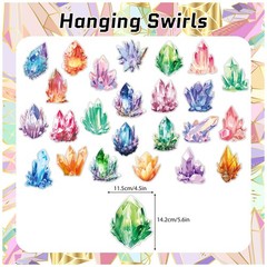 24 PCS Crystal Hanging Swirl Decorations Ceiling Streamers Colorful