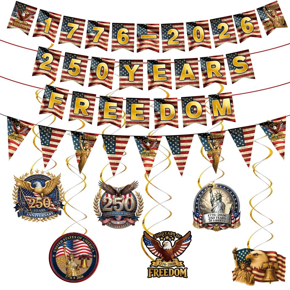 USA 250th Anniversary Patriotic Party Decorations Set,4th of July Banners 250th