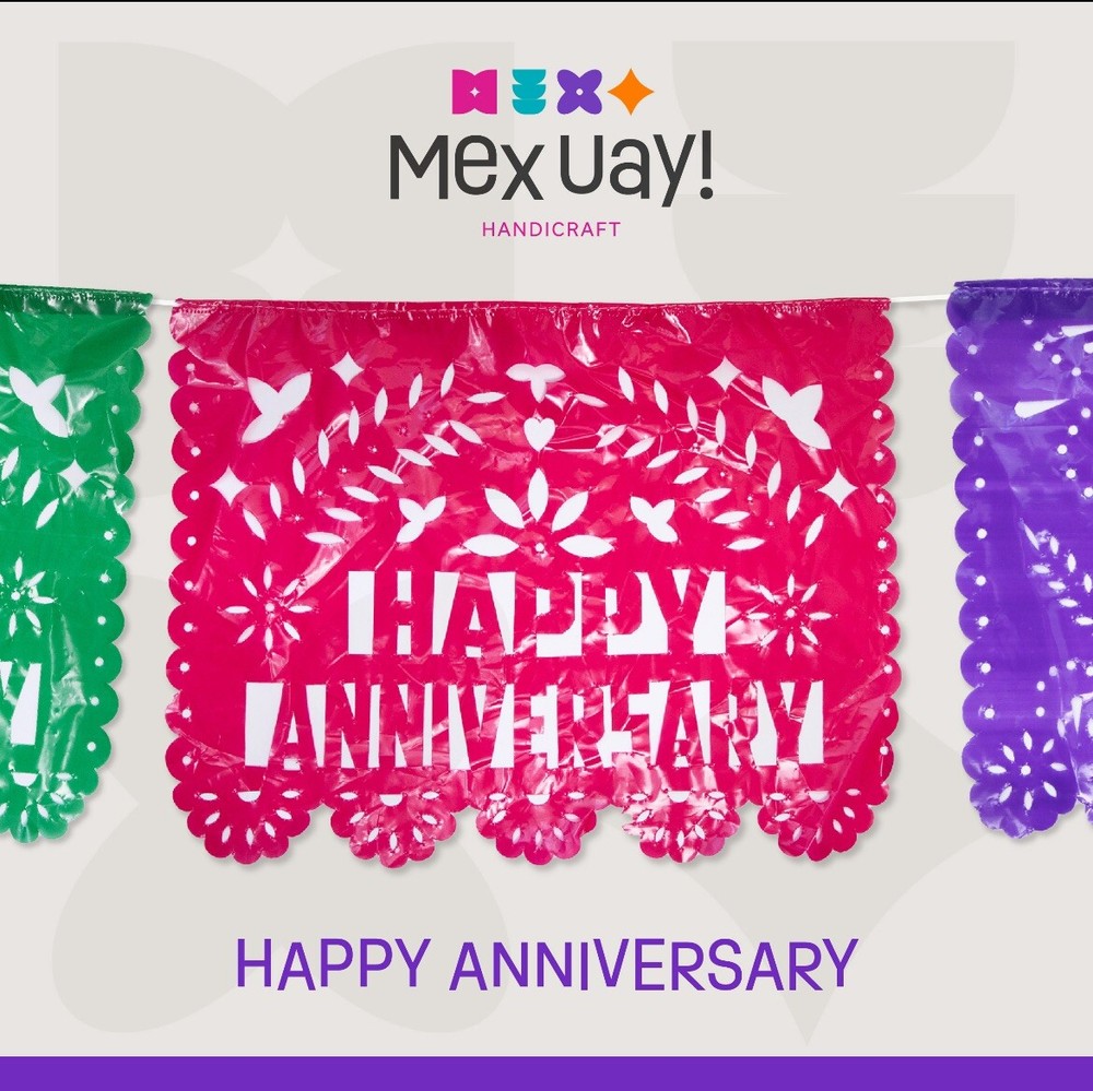 Happy Anniversary Party Banners~ 3 Pack 18ft each Banner-Plastic Papel Picado.