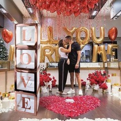 UNIIDECO 4 pcs Rose Gold Clear Boxes for Balloons with 30 Letters 10 Numbers 5 S