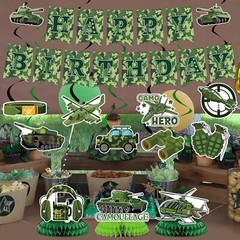 Camo Birthday Party Decorations – 13PCS Army Party Decorations Set Military Them