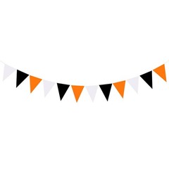 Decorative Halloween Triangle Flags 1 Set Orange Black White Fabric Banner