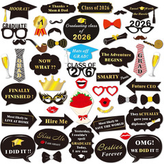 Graduation Photo Booth Props (50Count), Large Graduation Photo Props Class of 2