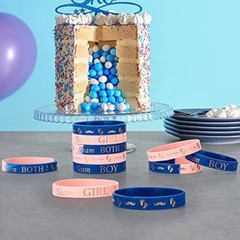 30PCS Gender Reveal Party Rubber Bracelets Boy or Girl Baby Shower Party Supply