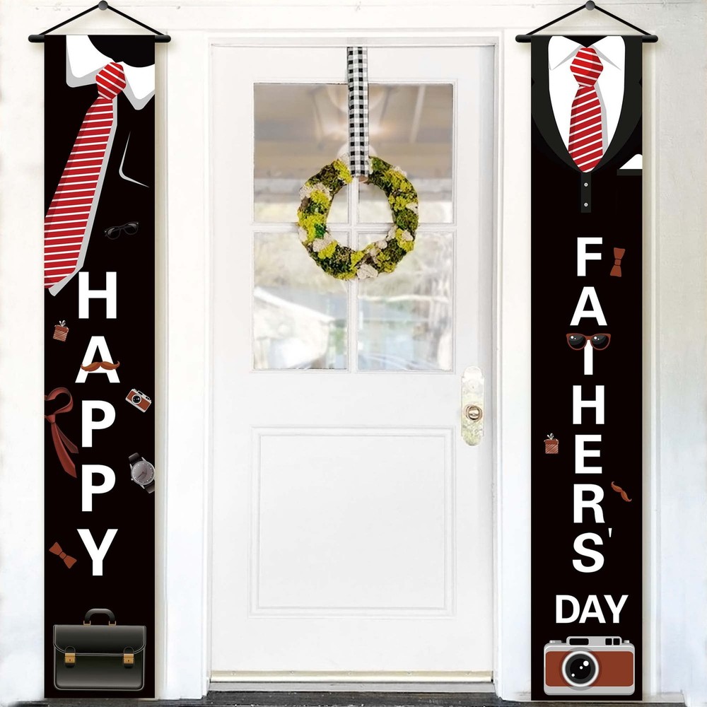 Black Happy Fathers Day Banner – XtraLarge, 72×12 Inch | Tuxedo Hanging Happy