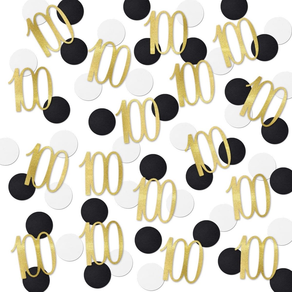 200pcs Gold Glitter Number 100 Confetti 100th Birthday Table Decorations