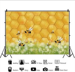 10x8ft Sweet Bee Theme Princess Girl Happy Birthday Party Backdrop Photography